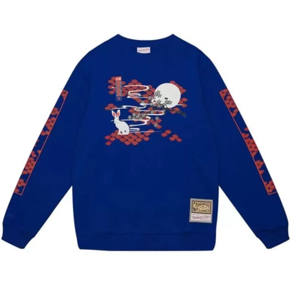 Men Mitchell & Ness Hoodies & Sweatshirts-Asian Heritage Crew 5.0 New York Knicks
