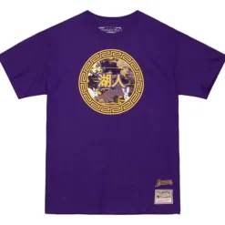 Men Mitchell & Ness T-Shirts & Tops-Asian Heritage Ss Tee 5.0 Los Angeles Lakers