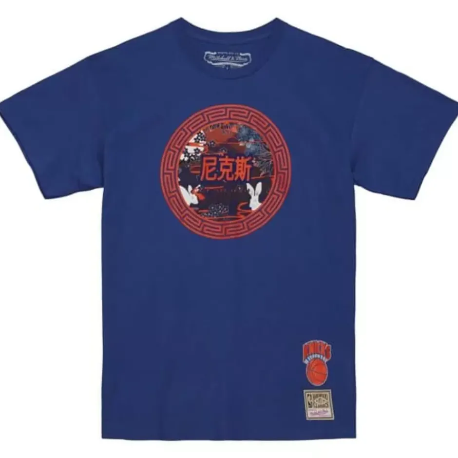 Men Mitchell & Ness T-Shirts & Tops-Asian Heritage Ss Tee 5.0 New York Knicks