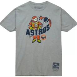Men Mitchell & Ness T-Shirts & Tops-Astro-Naught Tee Houston Astros