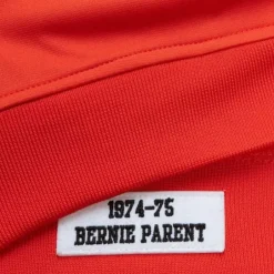 Men Mitchell & Ness Jackets & Outerwear-Authentic Bernie Parent Philadelphia Flyers 1974 Warm Up Jacket