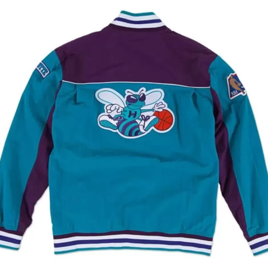 Men Mitchell & Ness Jackets & Outerwear-Authentic Charlotte Hornets 1996-97 Warm Up Jacket