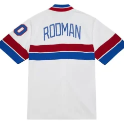 Men Mitchell & Ness Jackets & Outerwear-Authentic Dennis Rodman Detroit Pistons 1988-89 Shooting Shirt