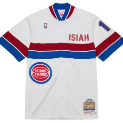 Men Mitchell & Ness Jackets & Outerwear-Authentic Isiah Thomas Detroit Pistons 1988-89 Shooting Shirt