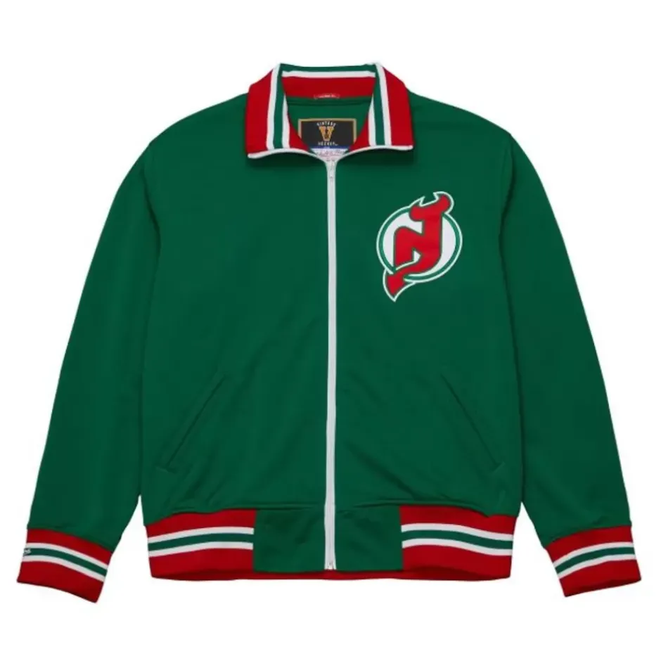 Men Mitchell & Ness Jackets & Outerwear-Authentic New Jersey Devils 1984 Warm Up Jacket