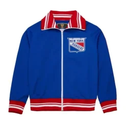 Men Mitchell & Ness Jackets & Outerwear-Authentic New York Rangers 1977 Warm Up Jacket