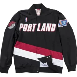 Men Mitchell & Ness Jackets & Outerwear-Authentic Portland Trail Blazers 1996-97 Warm Up Jacket