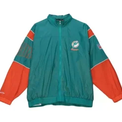 Men Mitchell & Ness Jackets & Outerwear-Authentic Sideline Jacket Miami Dolphins