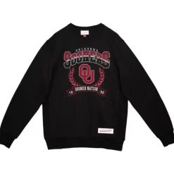 Men Mitchell & Ness Hoodies & Sweatshirts-Baseline Crew University Of Oklahoma