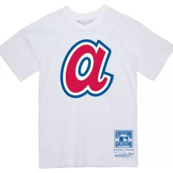 Men Mitchell & Ness T-Shirts & Tops-Basic Logo 2 Tee Atlanta Braves