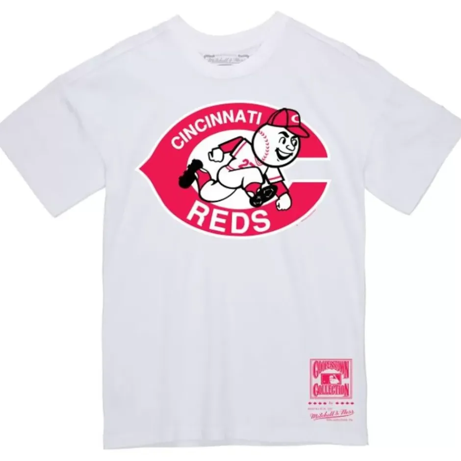 Men Mitchell & Ness T-Shirts & Tops-Basic Logo 2 Tee Cincinnati Reds