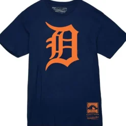 Men Mitchell & Ness T-Shirts & Tops-Basic Logo 2 Tee Detroit Tigers