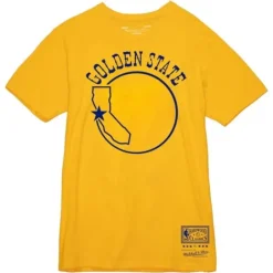 Men Mitchell & Ness T-Shirts & Tops-Basic Logo 9 Tee Golden State Warriors