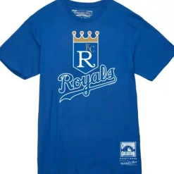 Men Mitchell & Ness T-Shirts & Tops-Basic Logo 3 Tee Kansas City Royals