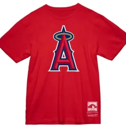 Men Mitchell & Ness T-Shirts & Tops-Basic Logo 2 Tee Los Angeles Angels