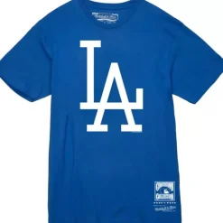 Men Mitchell & Ness T-Shirts & Tops-Basic Logo 2 Tee Los Angeles Dodgers