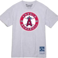 Men Mitchell & Ness T-Shirts & Tops-Basic Logo 3 Tee Los Angeles Angels