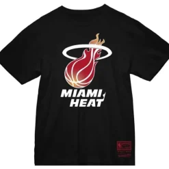 Men Mitchell & Ness T-Shirts & Tops-Basic Logo 1 Tee Miami Heat