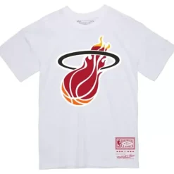 Men Mitchell & Ness T-Shirts & Tops-Basic Logo 2 Tee Miami Heat