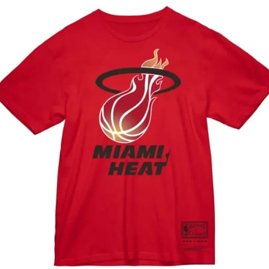 Men Mitchell & Ness T-Shirts & Tops-Basic Logo 1 Tee Miami Heat