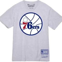 Men Mitchell & Ness T-Shirts & Tops-Basic Logo 2 Tee Philadelphia 76Ers