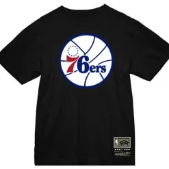 Men Mitchell & Ness T-Shirts & Tops-Basic Logo 2 Tee Philadelphia 76Ers