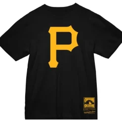 Men Mitchell & Ness T-Shirts & Tops-Basic Logo 2 Tee Pittsburgh Pirates
