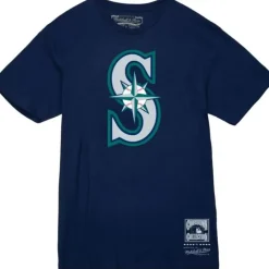 Men Mitchell & Ness T-Shirts & Tops-Basic Logo 3 Tee Seattle Mariners
