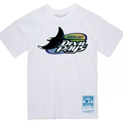 Men Mitchell & Ness T-Shirts & Tops-Basic Logo 1 Tee Tampa Bay Rays