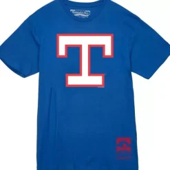 Men Mitchell & Ness T-Shirts & Tops-Basic Logo 3 Tee Texas Rangers