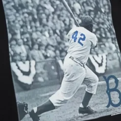 Men Mitchell & Ness T-Shirts & Tops-Batter Up Ls Tee Brooklyn Dodgers Jackie Robinson