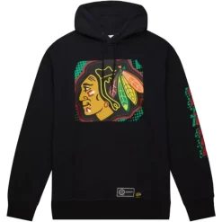 Men Mitchell & Ness Hoodies & Sweatshirts-Big Face 7.0 Hoodie Chicago Blackhawks