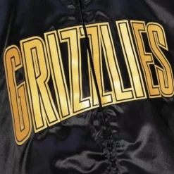 Men Mitchell & Ness Jackets & Outerwear-Big Face 4.0 Satin Jacket Vancouver Grizzlies