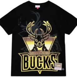 Men Mitchell & Ness T-Shirts & Tops-Big Face 4.0 Ss Tee Milwaukee Bucks