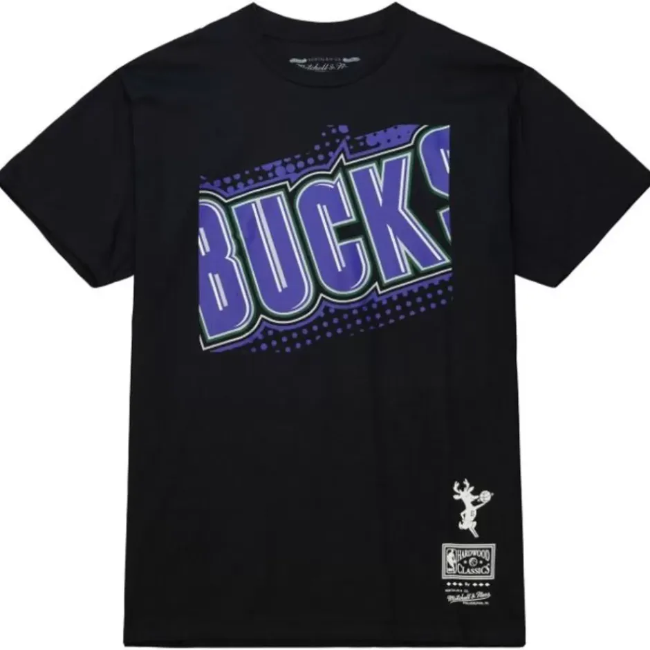 Men Mitchell & Ness T-Shirts & Tops-Big Face 7.0 Ss Tee Milwaukee Bucks