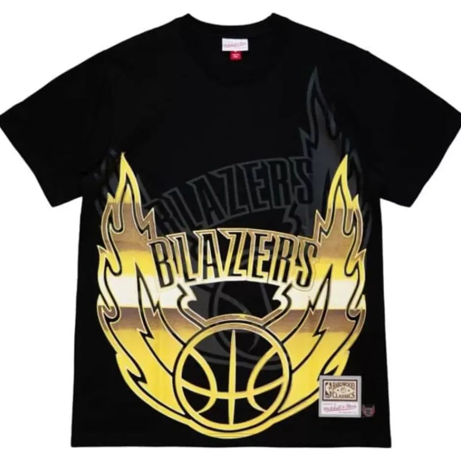 Men Mitchell & Ness T-Shirts & Tops-Big Face 4.0 Ss Tee Portland Trail Blazers