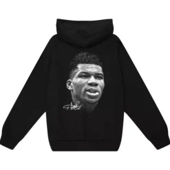 Men Mitchell & Ness Hoodies & Sweatshirts-Big Face B/W Pullover Players Association - Nba Giannis Antetokounmpo