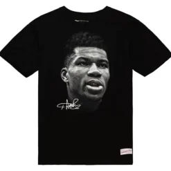 Men Mitchell & Ness T-Shirts & Tops-Big Face B/W Tee Players Association - Nba Giannis Antetokounmpo