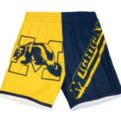 Men Mitchell & Ness Shorts-Big Face Fashion Shorts 5.0 University Of Michigan
