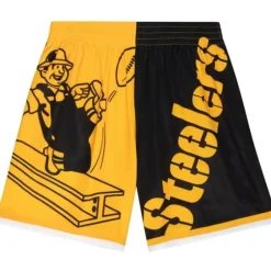 Men Mitchell & Ness Shorts-Big Face Fashion Shorts 5.0 Pittsburgh Steelers