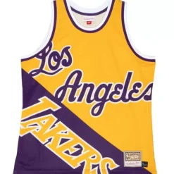 Men Mitchell & Ness T-Shirts & Tops-Big Face Fashion Tank 5.0 Los Angeles Lakers