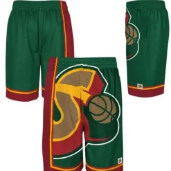 Men Mitchell & Ness Shorts-Big Face Shorts Seattle Supersonics