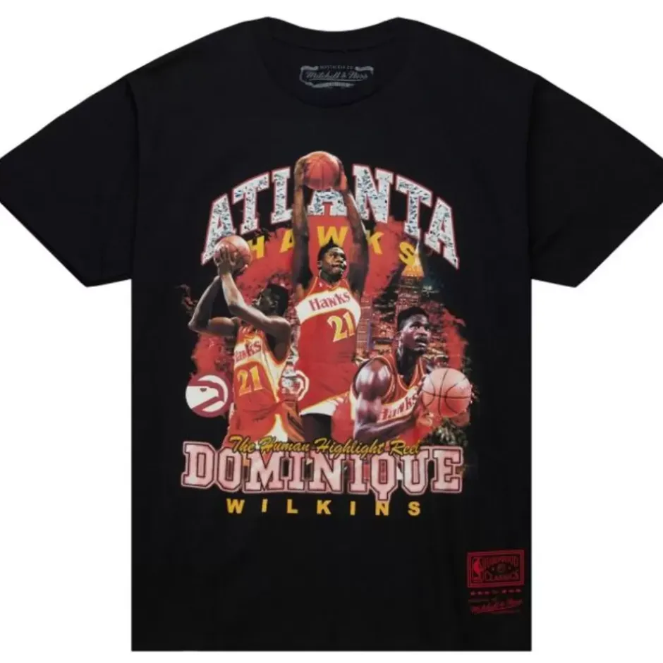 Men Mitchell & Ness T-Shirts & Tops-Bling Ss Tee Hwc Atlanta Hawks Dominique Wilkins