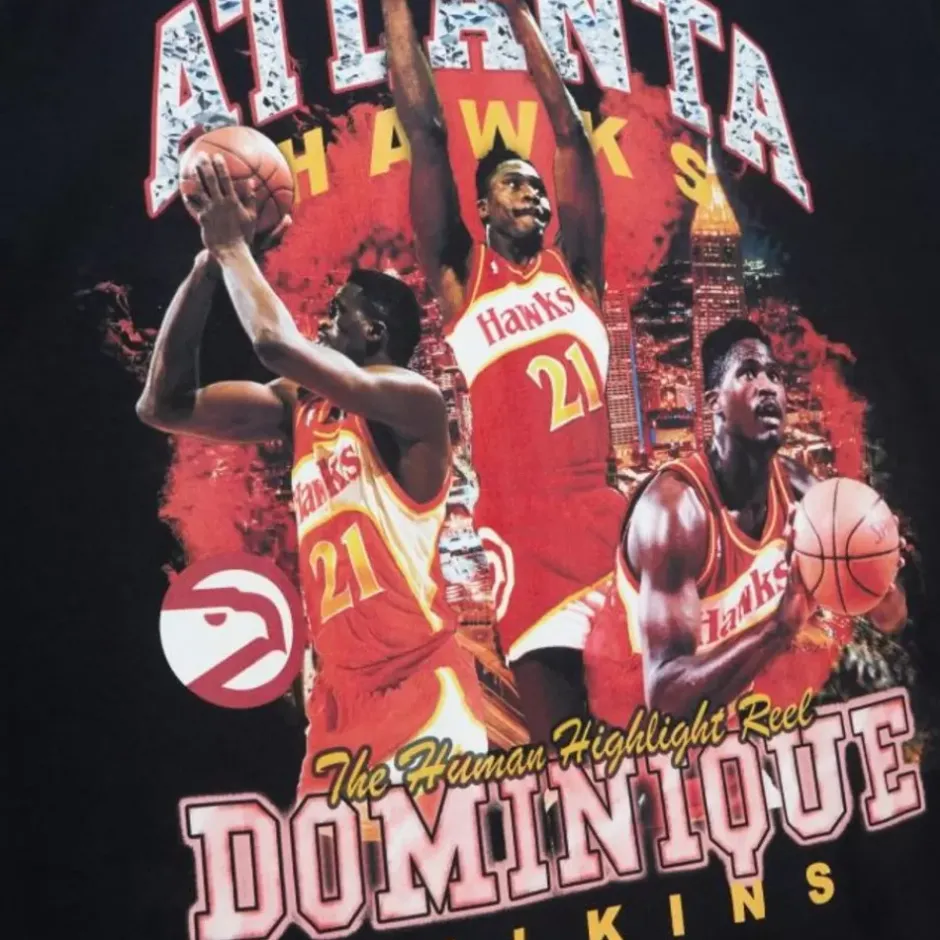Men Mitchell & Ness T-Shirts & Tops-Bling Ss Tee Hwc Atlanta Hawks Dominique Wilkins