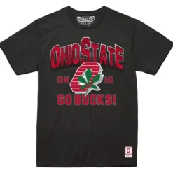 Men Mitchell & Ness T-Shirts & Tops-Buckeye Fill Tee Ohio State