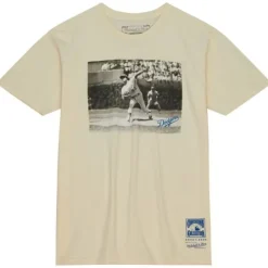 Men Mitchell & Ness T-Shirts & Tops-Bw Photo Los Angeles Dodgers Fernando Valenzuela