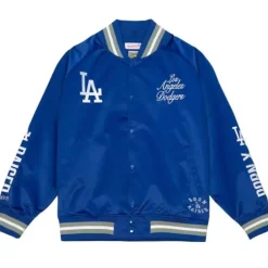 Men Mitchell & Ness Jackets & Outerwear-Bxr Pueblo Satin Jacket Los Angeles Dodgers