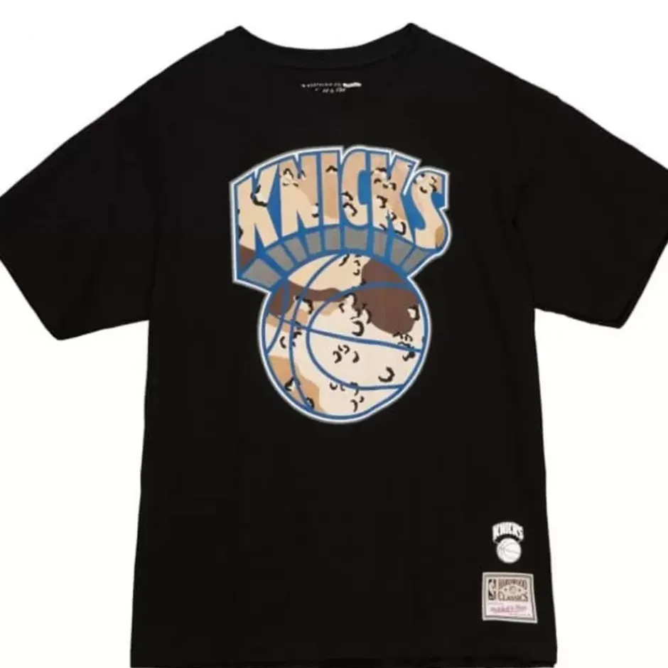 Men Mitchell & Ness T-Shirts & Tops-Camo Reflective Ss Tee New York Knicks