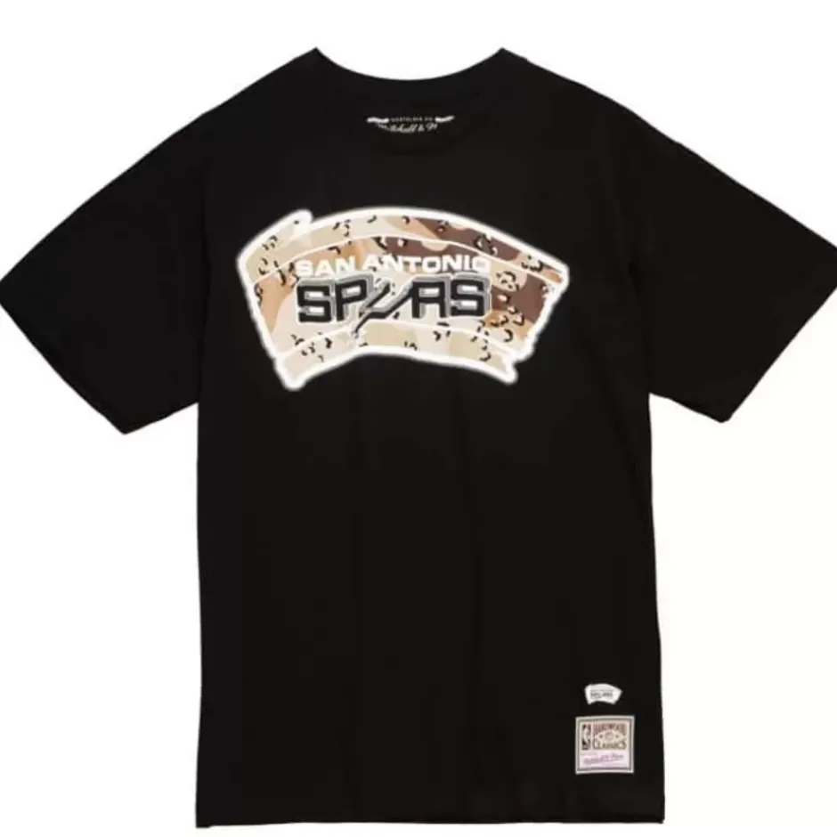 Men Mitchell & Ness T-Shirts & Tops-Camo Reflective Ss Tee San Antonio Spurs