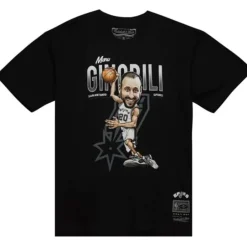 Men Mitchell & Ness T-Shirts & Tops-Caricature Tee San Antonio Spurs Manu Ginobili